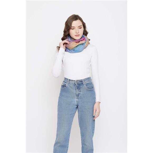 womens silk scarf satin shawl wrap long lightweight fringe print gift accessory - Picture 5 of 7